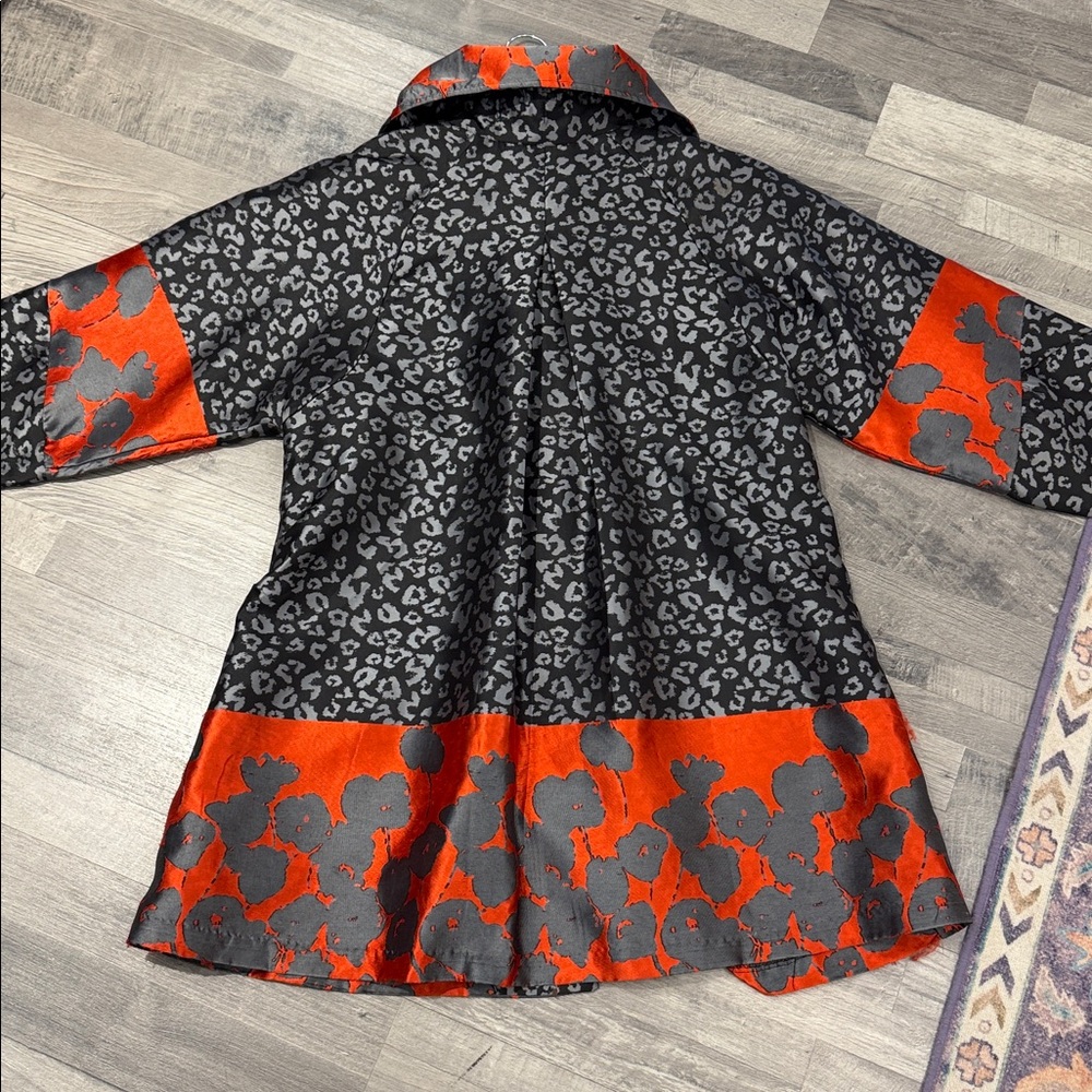 Black & Red Patterned Button-Up Jacket - image 8